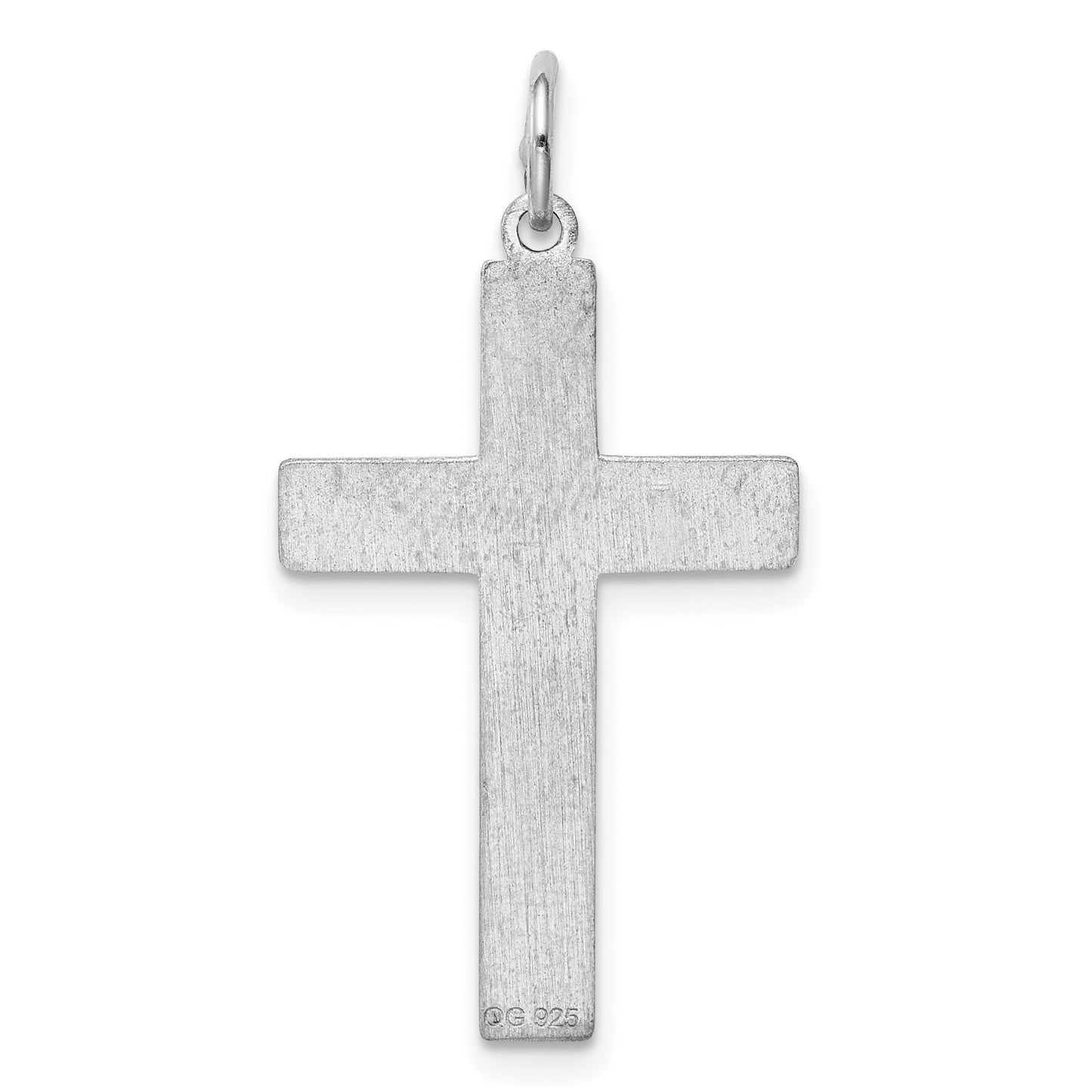 Sterling Silver Rhodium-plated Laser Cut Cross Pendant