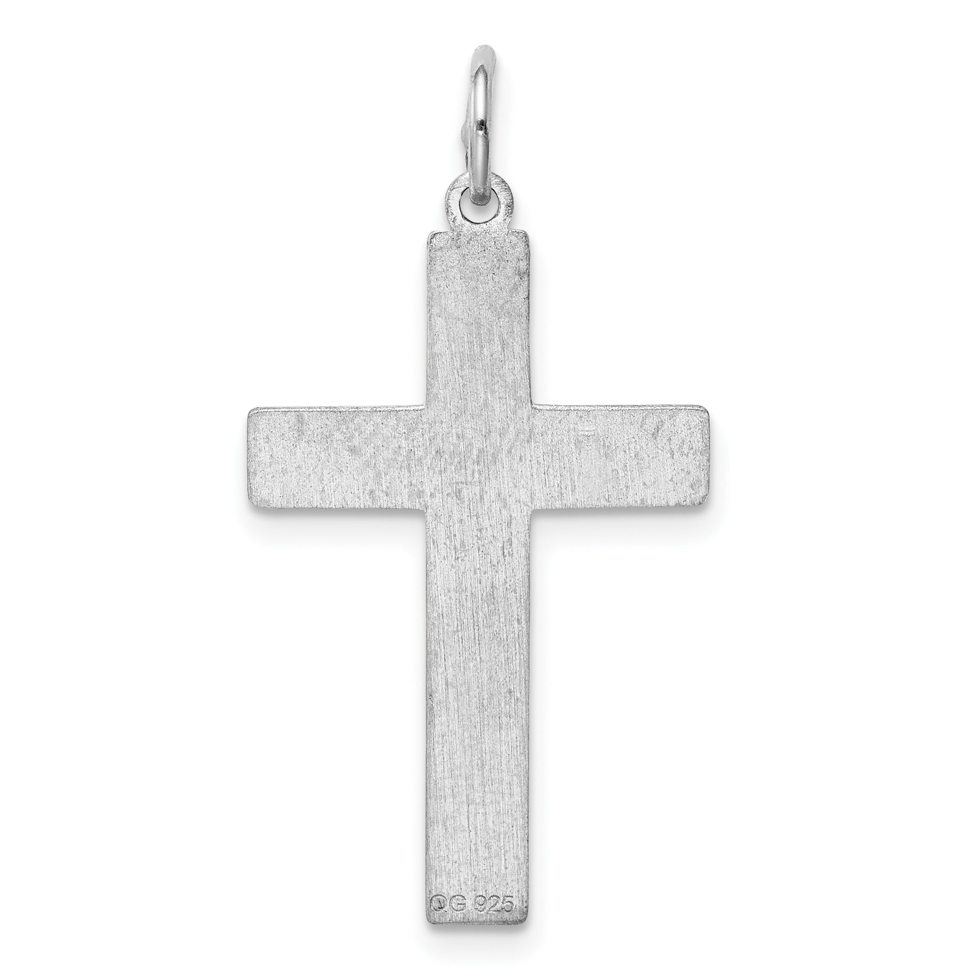 Sterling Silver Rhodium-plated Laser Cut Cross Pendant