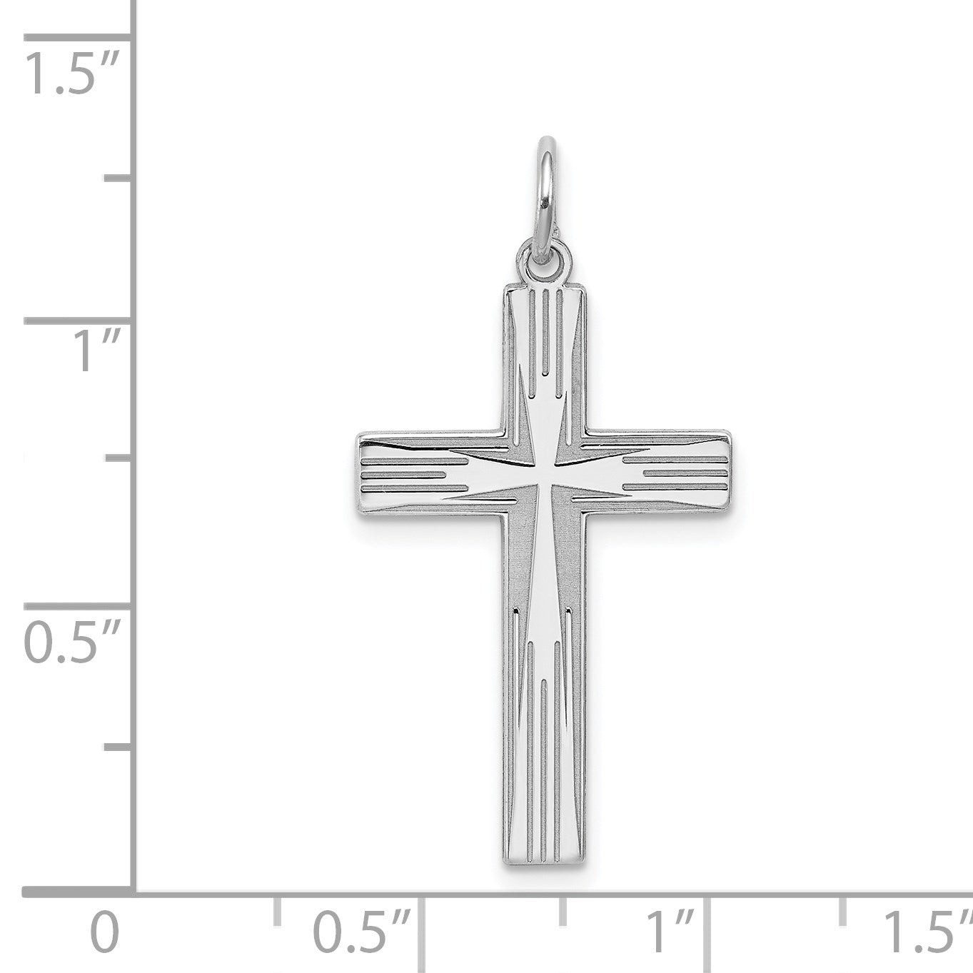 Sterling Silver Rhodium-plated Laser Cut Cross Pendant