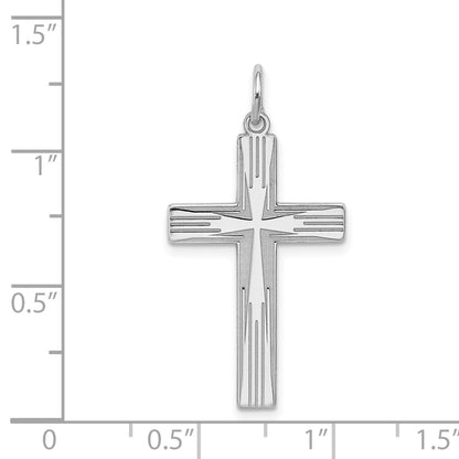 Sterling Silver Rhodium-plated Laser Cut Cross Pendant