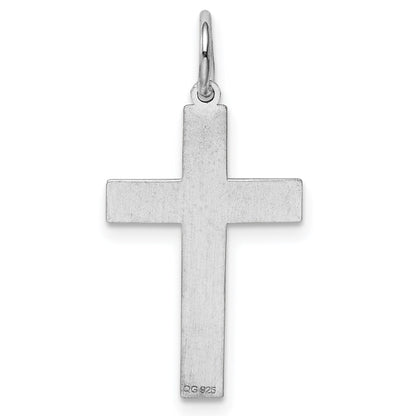 Sterling Silver Rhodium-plated Laser Cut Cross Pendant