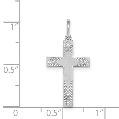 Sterling Silver Rhodium-plated Laser Cut Cross Pendant