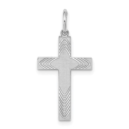 Sterling Silver Rhodium-plated Laser Cut Cross Pendant