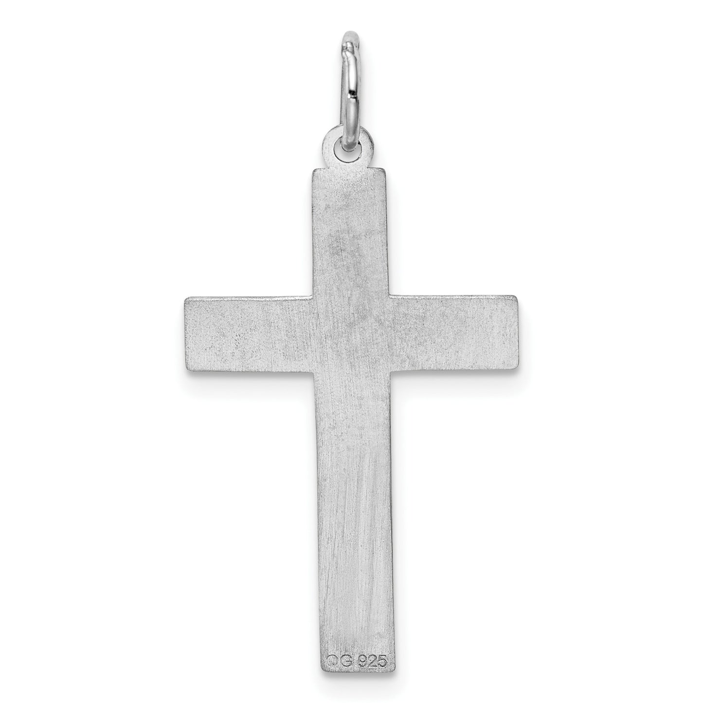 Sterling Silver Rhodium-plated Laser Cut Cross Pendant