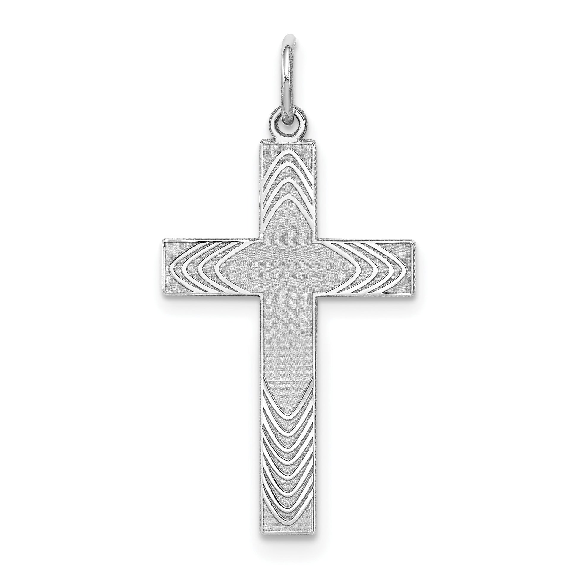 Sterling Silver Rhodium-plated Laser Cut Cross Pendant