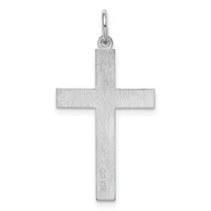 Sterling Silver Rhodium-plated Laser Cut Cross Pendant