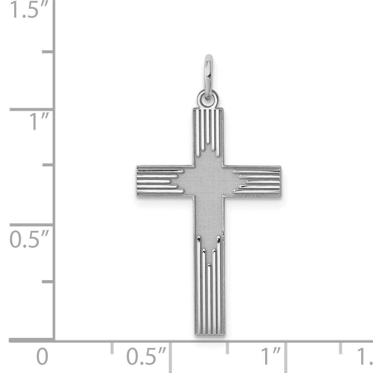 Sterling Silver Rhodium-plated Laser Cut Cross Pendant