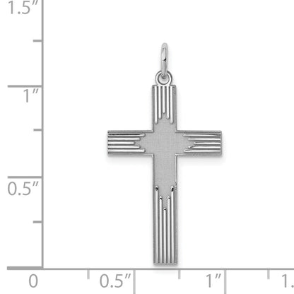 Sterling Silver Rhodium-plated Laser Cut Cross Pendant
