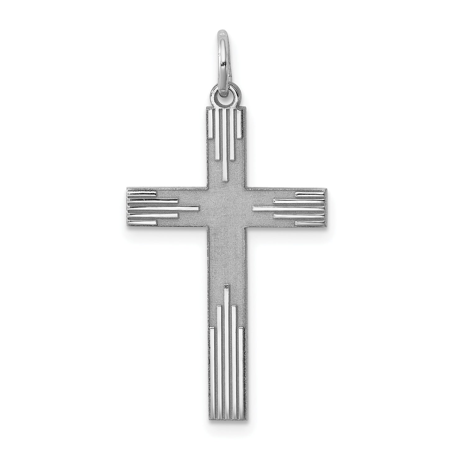 Sterling Silver Rhodium-plated Laser Cut Cross Pendant