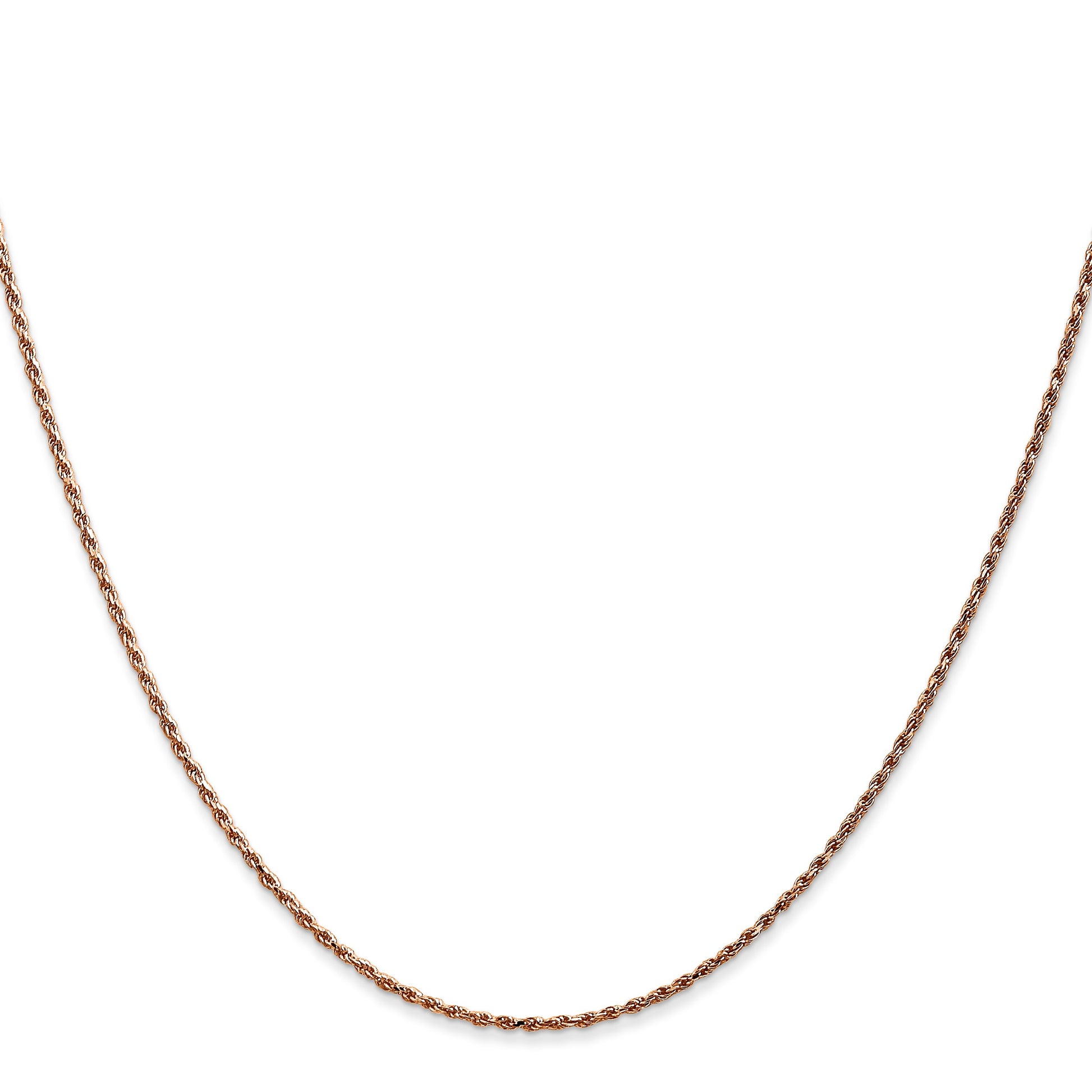 14K Rose Gold 16 inch 1mm Diamond-cut Man Made Rope with Lobster Clasp Chain