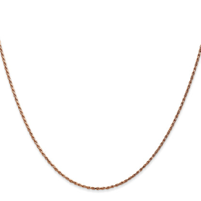 14K Rose Gold 16 inch 1mm Diamond-cut Man Made Rope with Lobster Clasp Chain