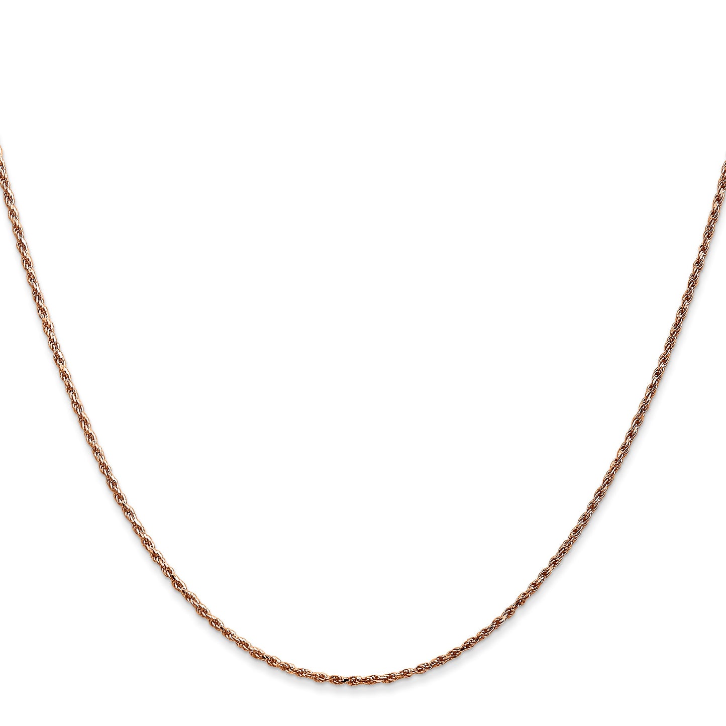 14K Rose Gold 20 inch 1mm Diamond-cut Man Made Rope with Lobster Clasp Chain