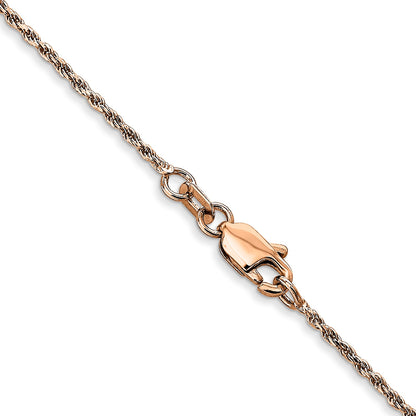 14K Rose Gold 18 inch 1mm Diamond-cut Man Made Rope with Lobster Clasp Chain