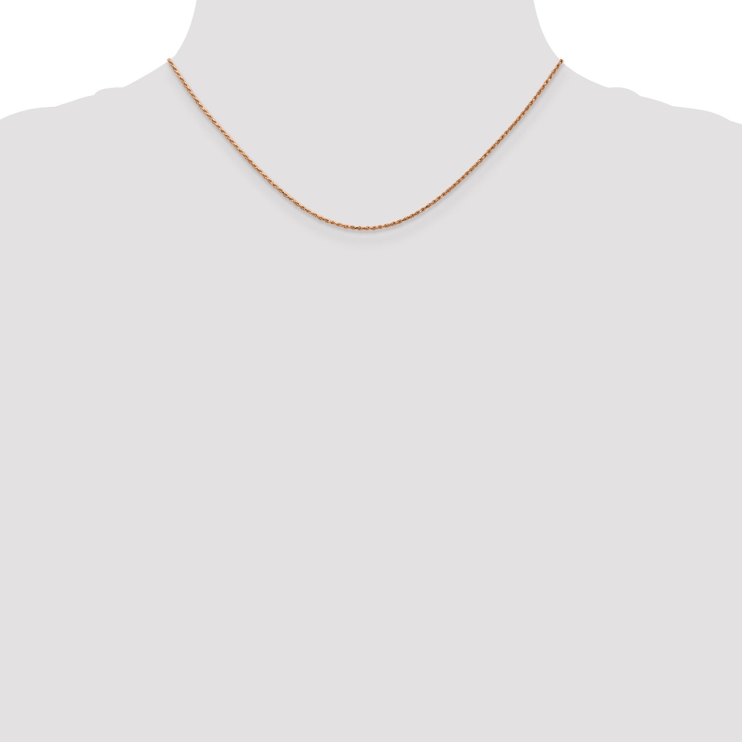 14K Rose Gold 16 inch 1mm Diamond-cut Man Made Rope with Lobster Clasp Chain
