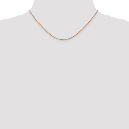 14K Rose Gold 16 inch 1mm Diamond-cut Man Made Rope with Lobster Clasp Chain