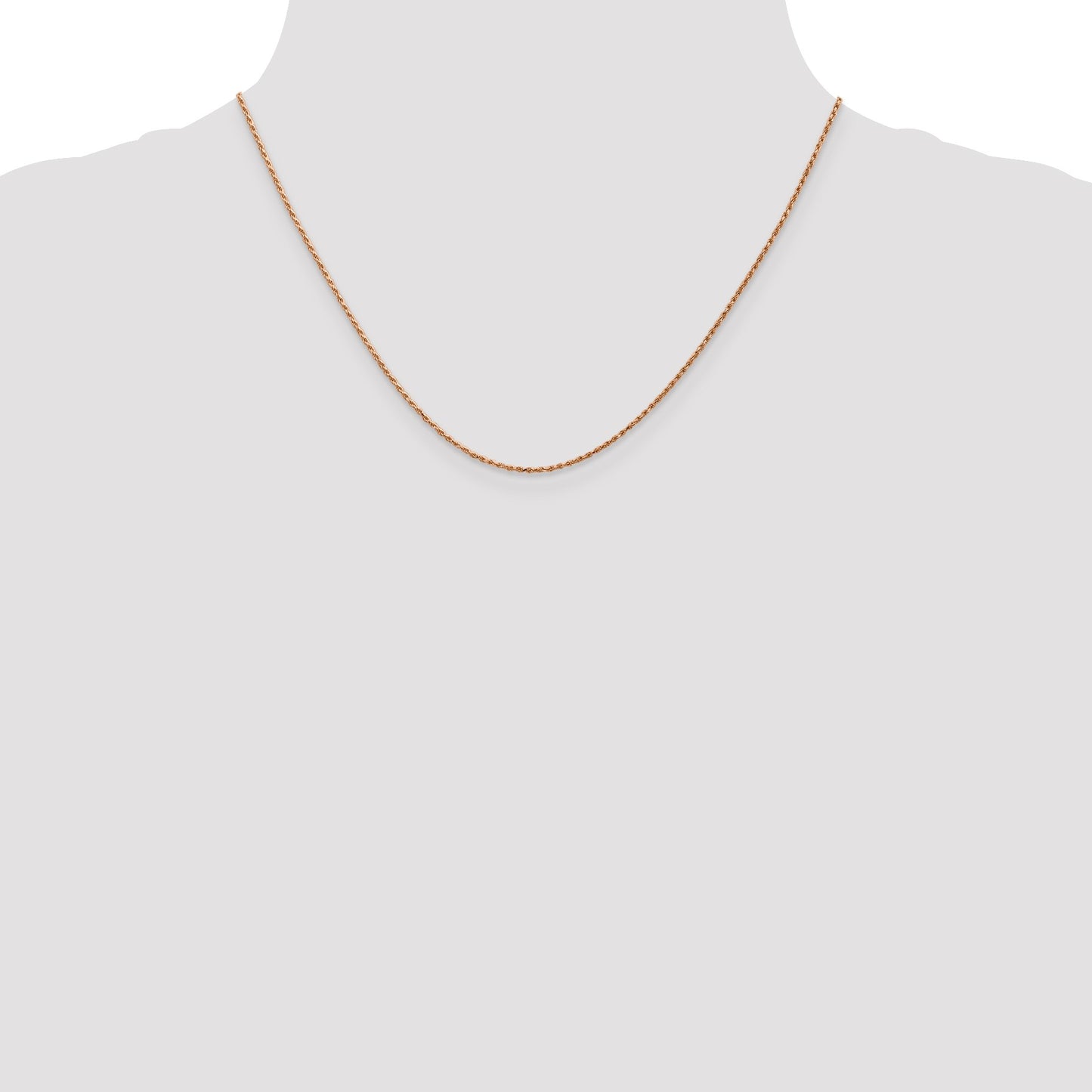 14K Rose Gold 18 inch 1mm Diamond-cut Man Made Rope with Lobster Clasp Chain