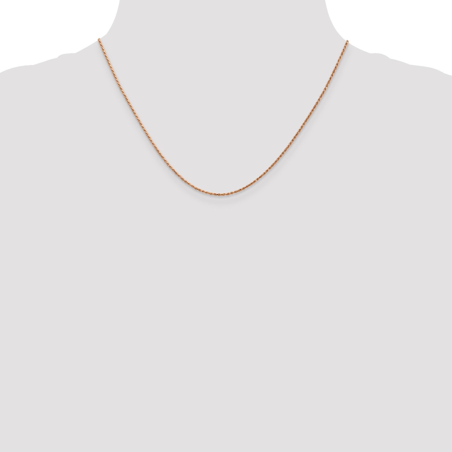 14K Rose Gold 18 inch 1mm Diamond-cut Man Made Rope with Lobster Clasp Chain
