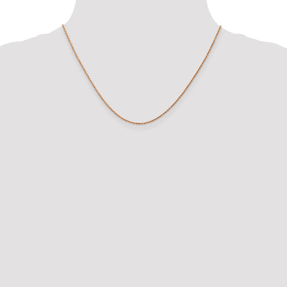 14K Rose Gold 18 inch 1mm Diamond-cut Man Made Rope with Lobster Clasp Chain