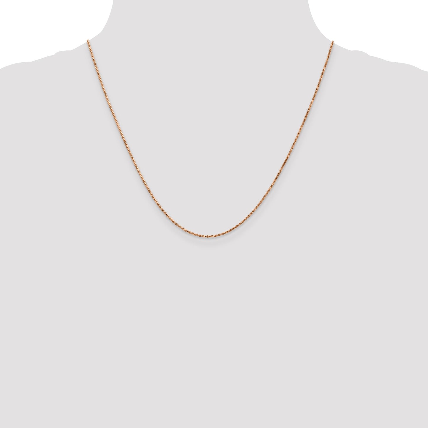 14K Rose Gold 20 inch 1mm Diamond-cut Man Made Rope with Lobster Clasp Chain