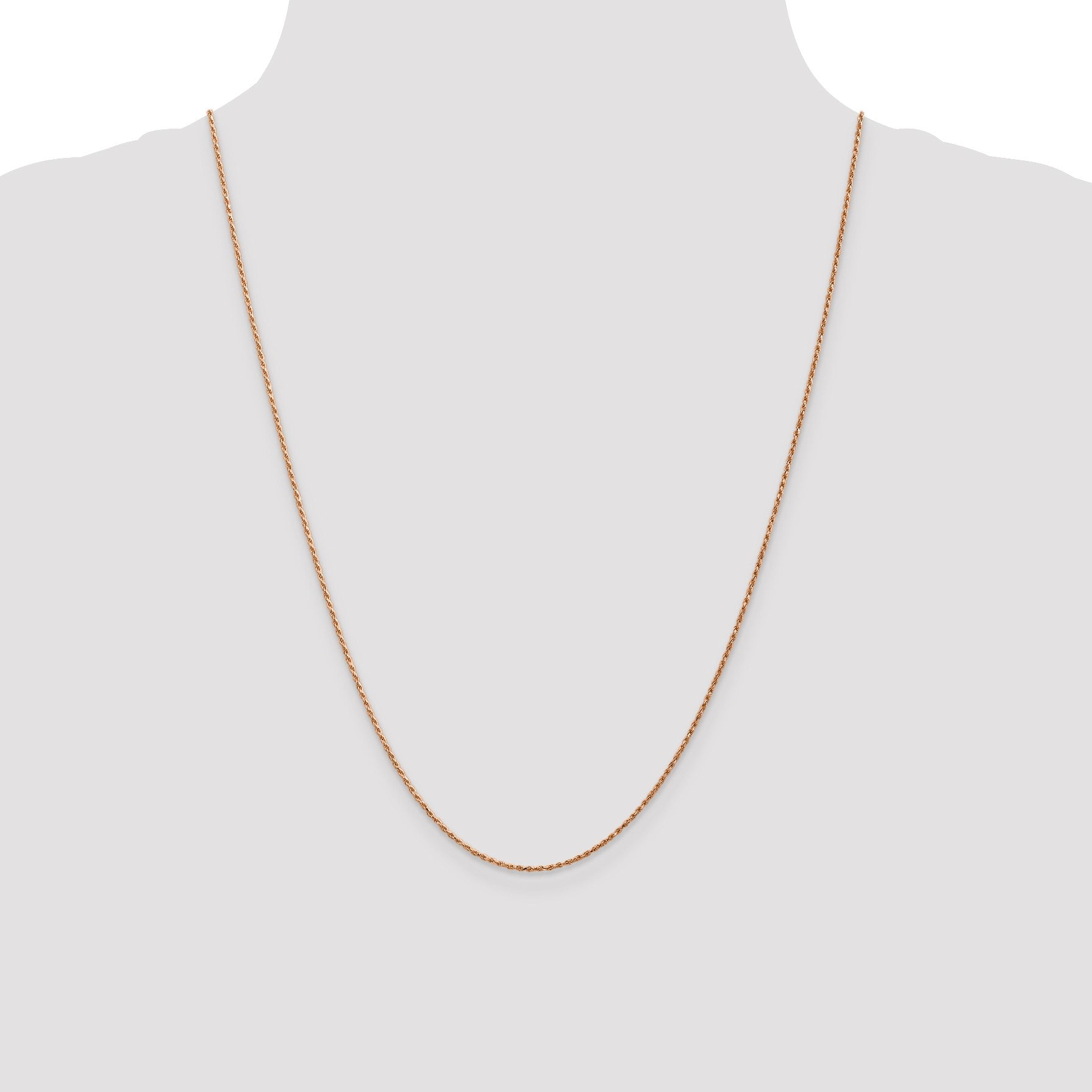 14K Rose Gold 24 inch 1mm Diamond-cut Man Made Rope with Lobster Clasp Chain