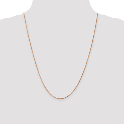 14K Rose Gold 24 inch 1mm Diamond-cut Man Made Rope with Lobster Clasp Chain