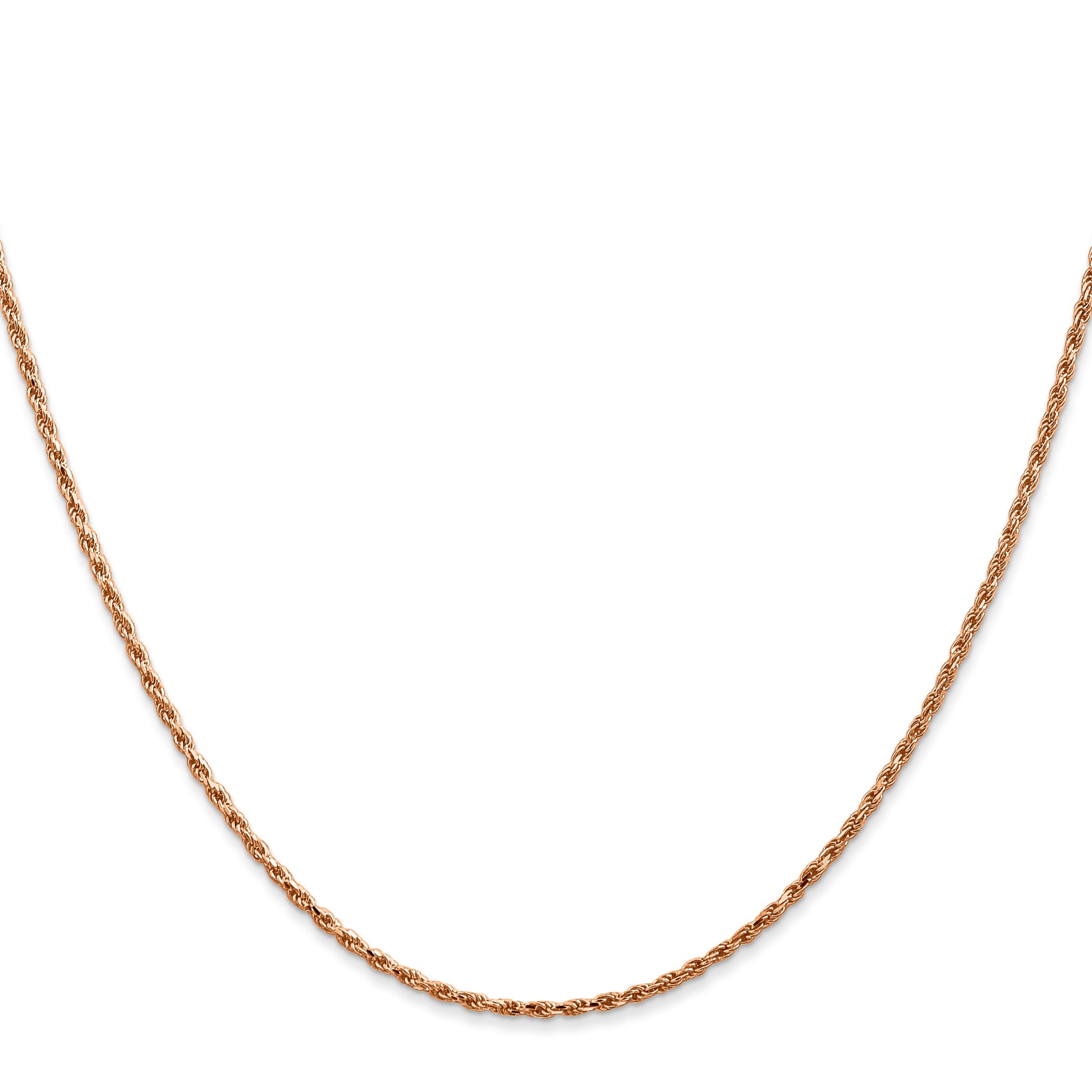 14K Rose Gold 30 inch 1.5mm Diamond-cut Man Made Rope with Lobster Clasp Chain