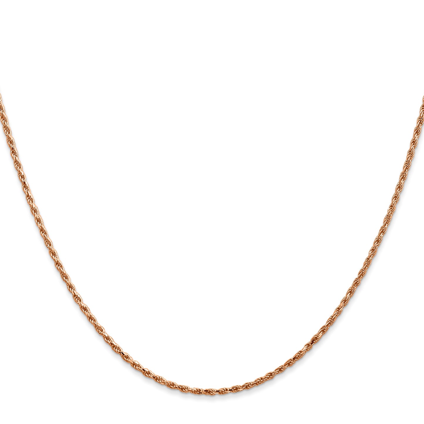 14K Rose Gold 24 inch 1.5mm Diamond-cut Man Made Rope with Lobster Clasp Chain
