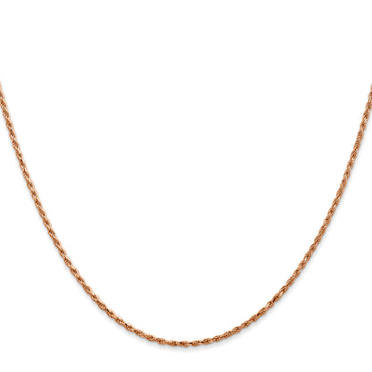 14K Rose Gold 24 inch 1.5mm Diamond-cut Man Made Rope with Lobster Clasp Chain