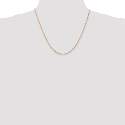 14K Rose Gold 20 inch 1.5mm Diamond-cut Man Made Rope with Lobster Clasp Chain