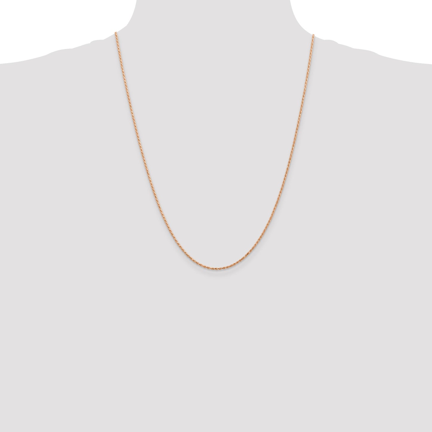 14K Rose Gold 24 inch 1.5mm Diamond-cut Man Made Rope with Lobster Clasp Chain