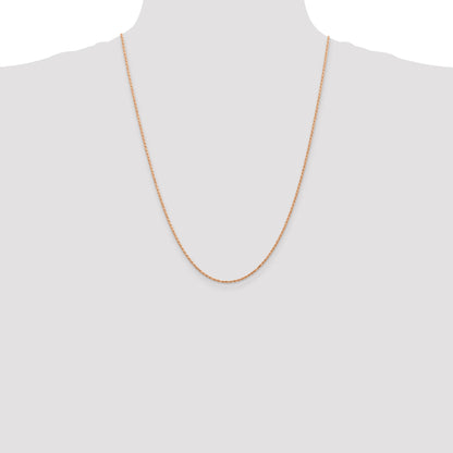 14K Rose Gold 24 inch 1.5mm Diamond-cut Man Made Rope with Lobster Clasp Chain