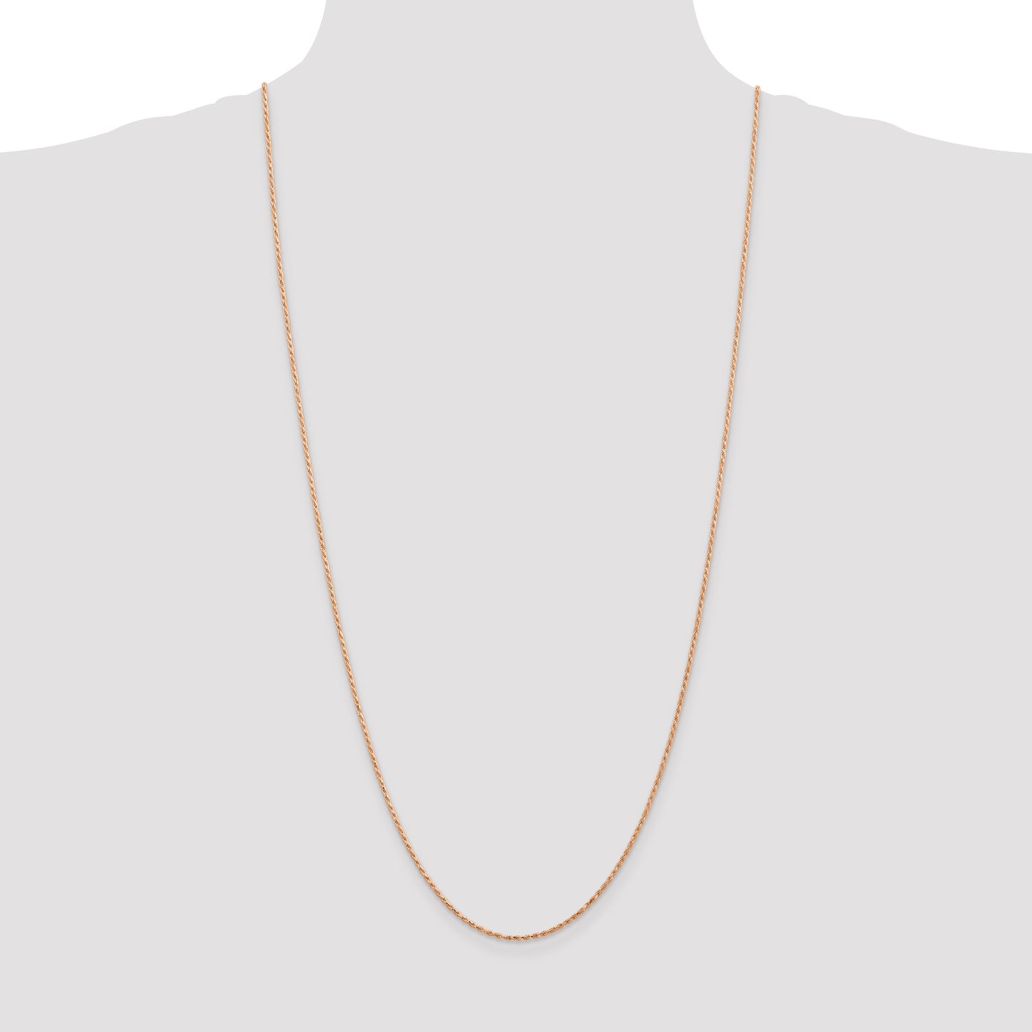 14K Rose Gold 30 inch 1.5mm Diamond-cut Man Made Rope with Lobster Clasp Chain