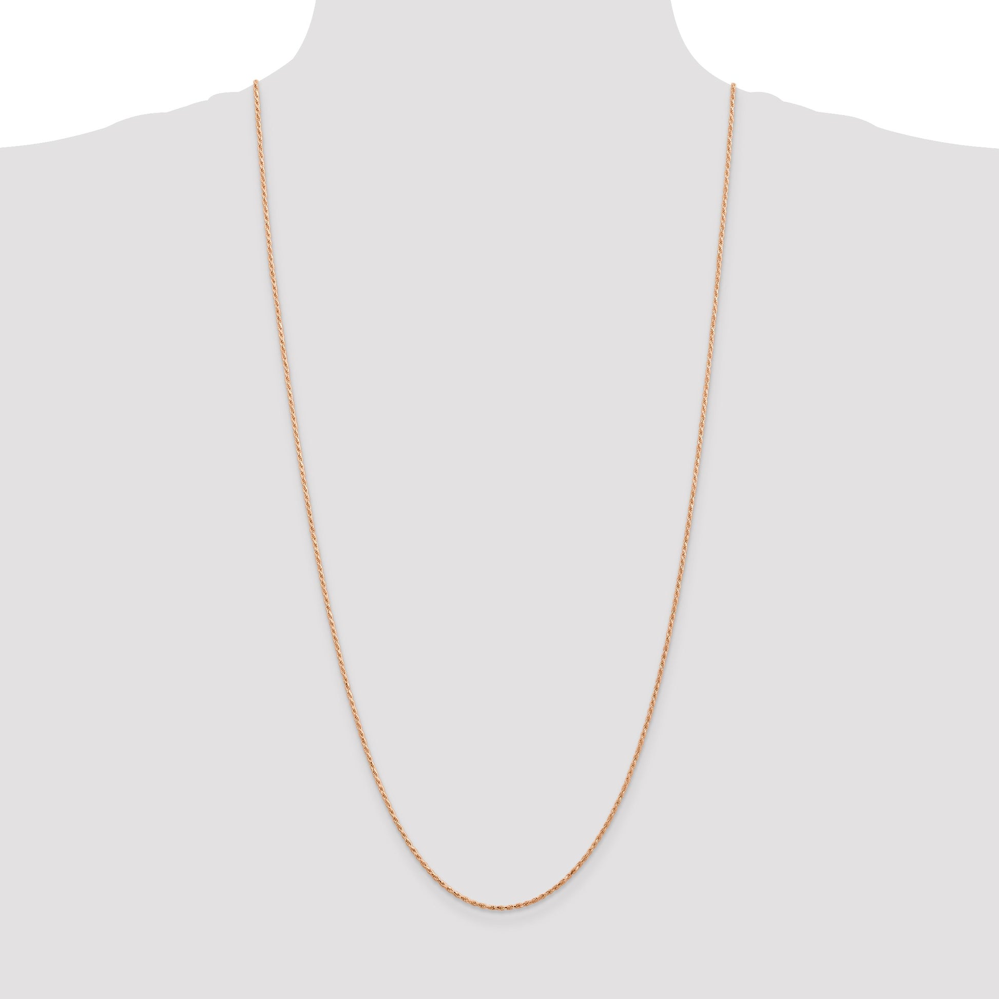 14K Rose Gold 30 inch 1.5mm Diamond-cut Man Made Rope with Lobster Clasp Chain