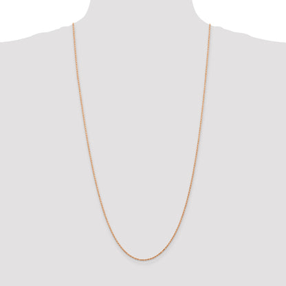 14K Rose Gold 30 inch 1.5mm Diamond-cut Man Made Rope with Lobster Clasp Chain