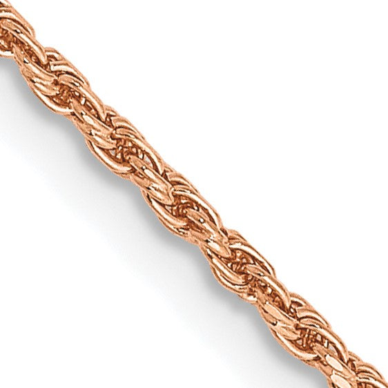 14K Rose Gold 20 inch 1.5mm Diamond-cut Man Made Rope with Lobster Clasp Chain
