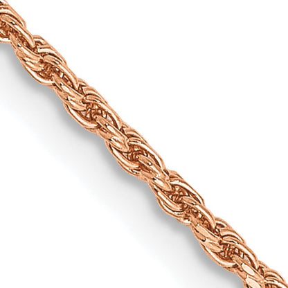 14K Rose Gold 20 inch 1.5mm Diamond-cut Man Made Rope with Lobster Clasp Chain