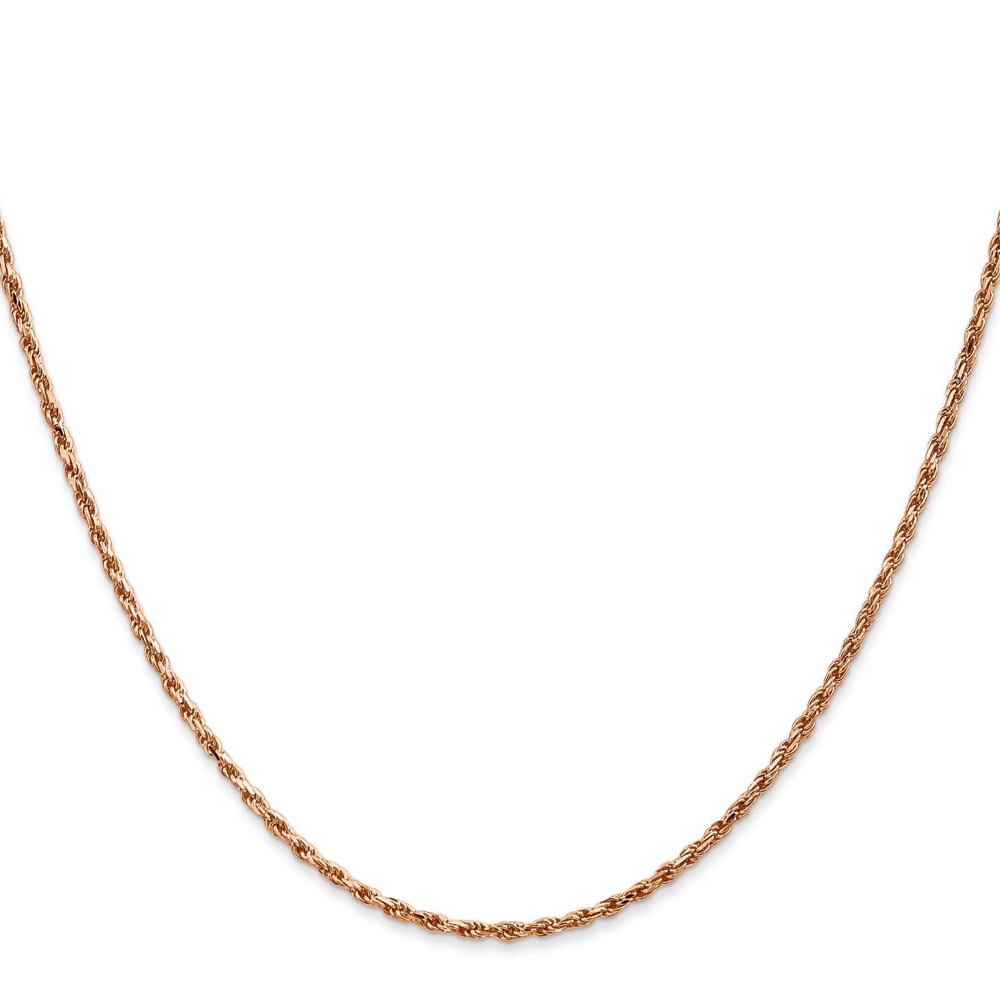 14K Rose Gold 18 inch 1.8mm Diamond-cut Man Made Rope with Lobster Clasp Chain