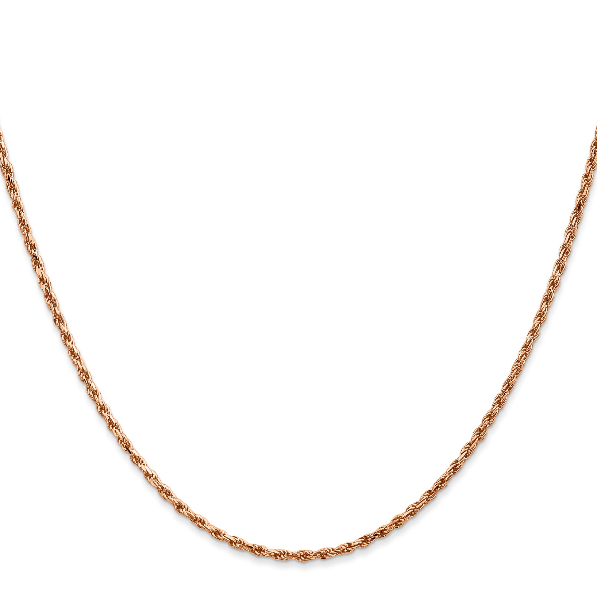14K Rose Gold 18 inch 1.8mm Diamond-cut Man Made Rope with Lobster Clasp Chain