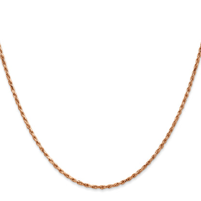 14K Rose Gold 18 inch 1.8mm Diamond-cut Man Made Rope with Lobster Clasp Chain