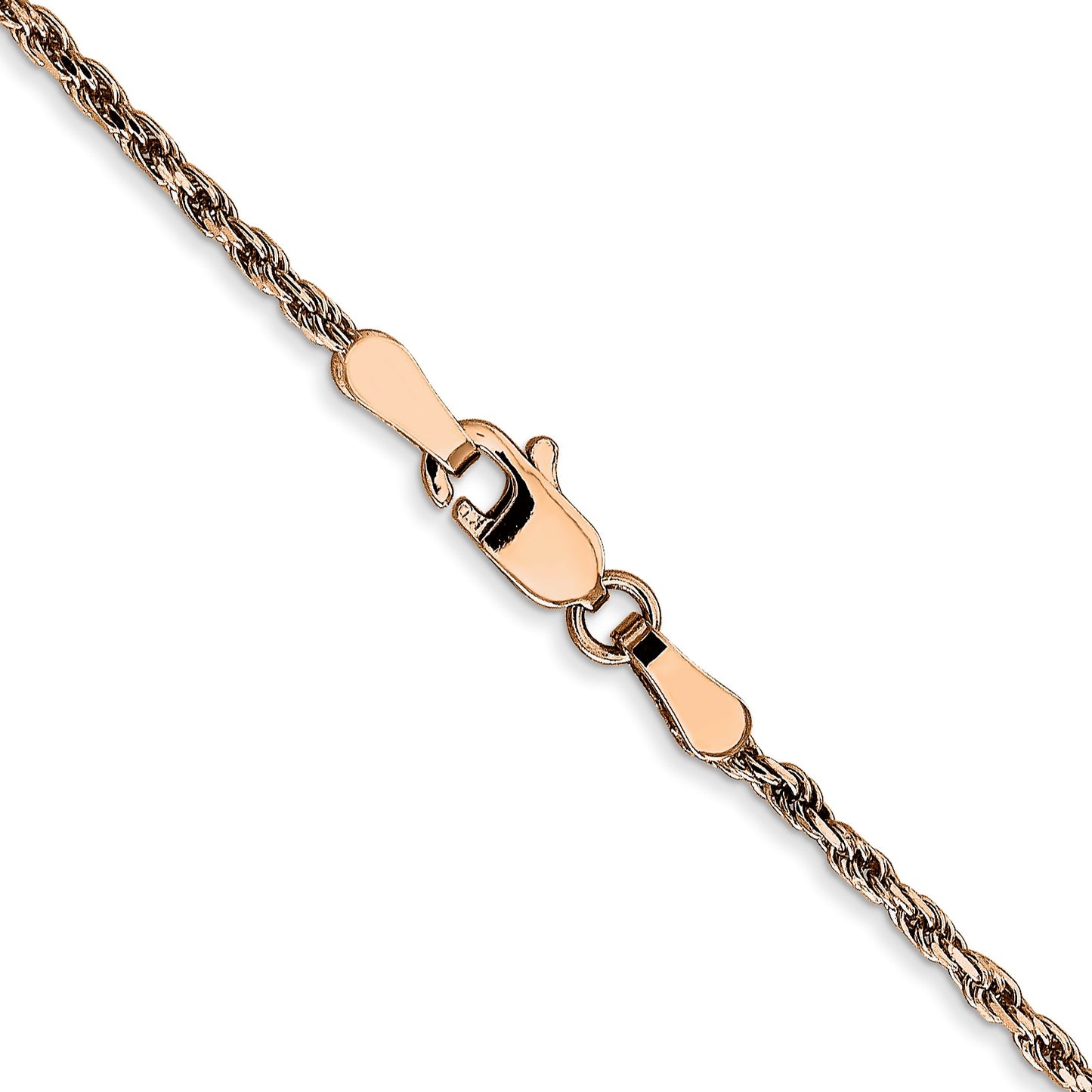 14K Rose Gold 24 inch 1.8mm Diamond-cut Man Made Rope with Lobster Clasp Chain