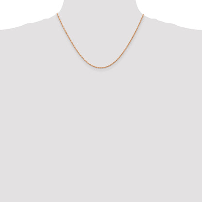 14K Rose Gold 18 inch 1.8mm Diamond-cut Man Made Rope with Lobster Clasp Chain