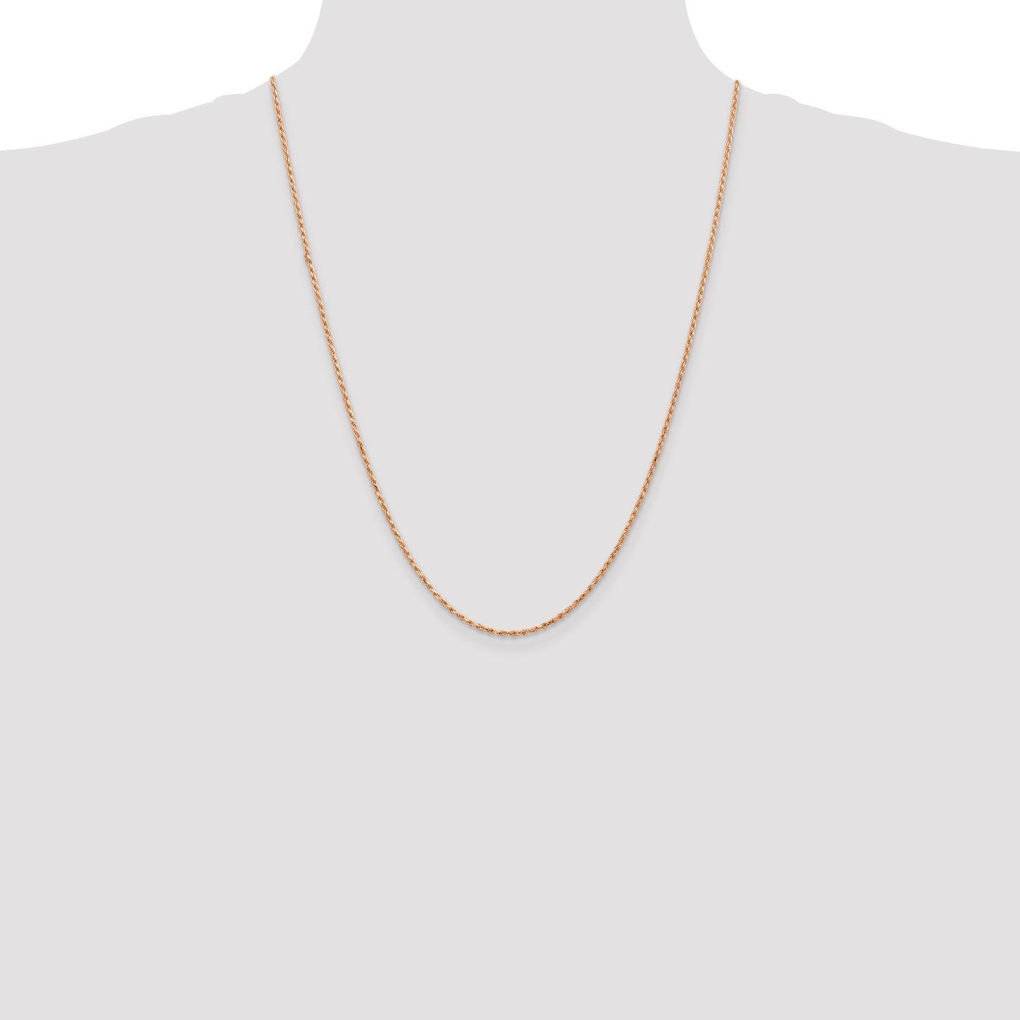 14K Rose Gold 24 inch 1.8mm Diamond-cut Man Made Rope with Lobster Clasp Chain