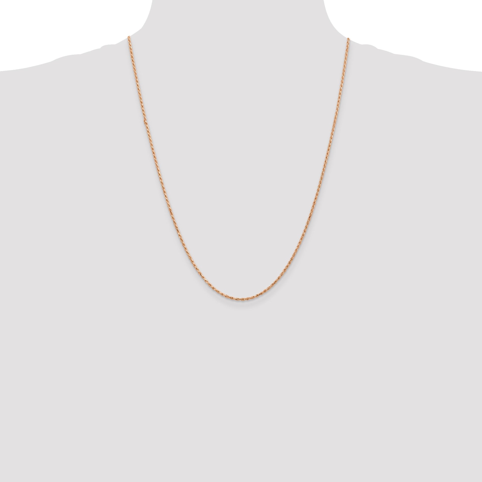 14K Rose Gold 24 inch 1.8mm Diamond-cut Man Made Rope with Lobster Clasp Chain