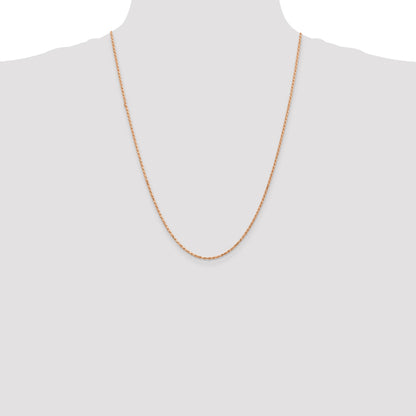 14K Rose Gold 24 inch 1.8mm Diamond-cut Man Made Rope with Lobster Clasp Chain