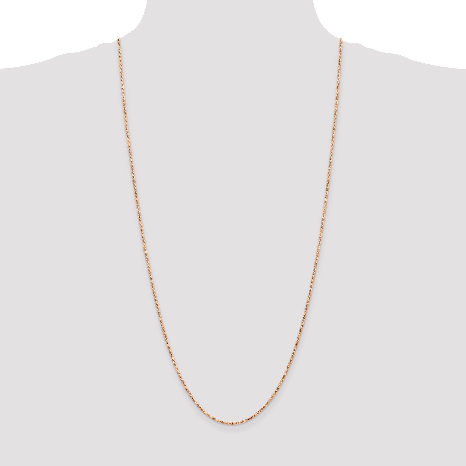 14K Rose Gold 30 inch 1.8mm Diamond-cut Man Made Rope with Lobster Clasp Chain