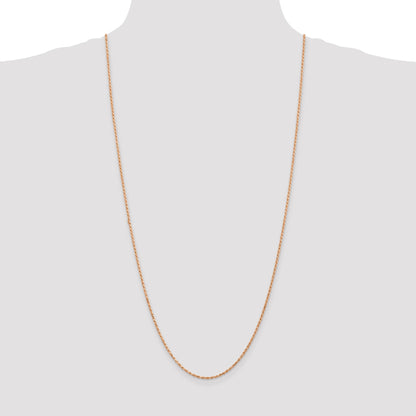 14K Rose Gold 30 inch 1.8mm Diamond-cut Man Made Rope with Lobster Clasp Chain