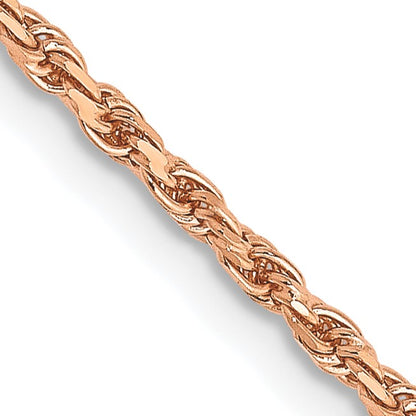 14K Rose Gold 18 inch 1.8mm Diamond-cut Man Made Rope with Lobster Clasp Chain