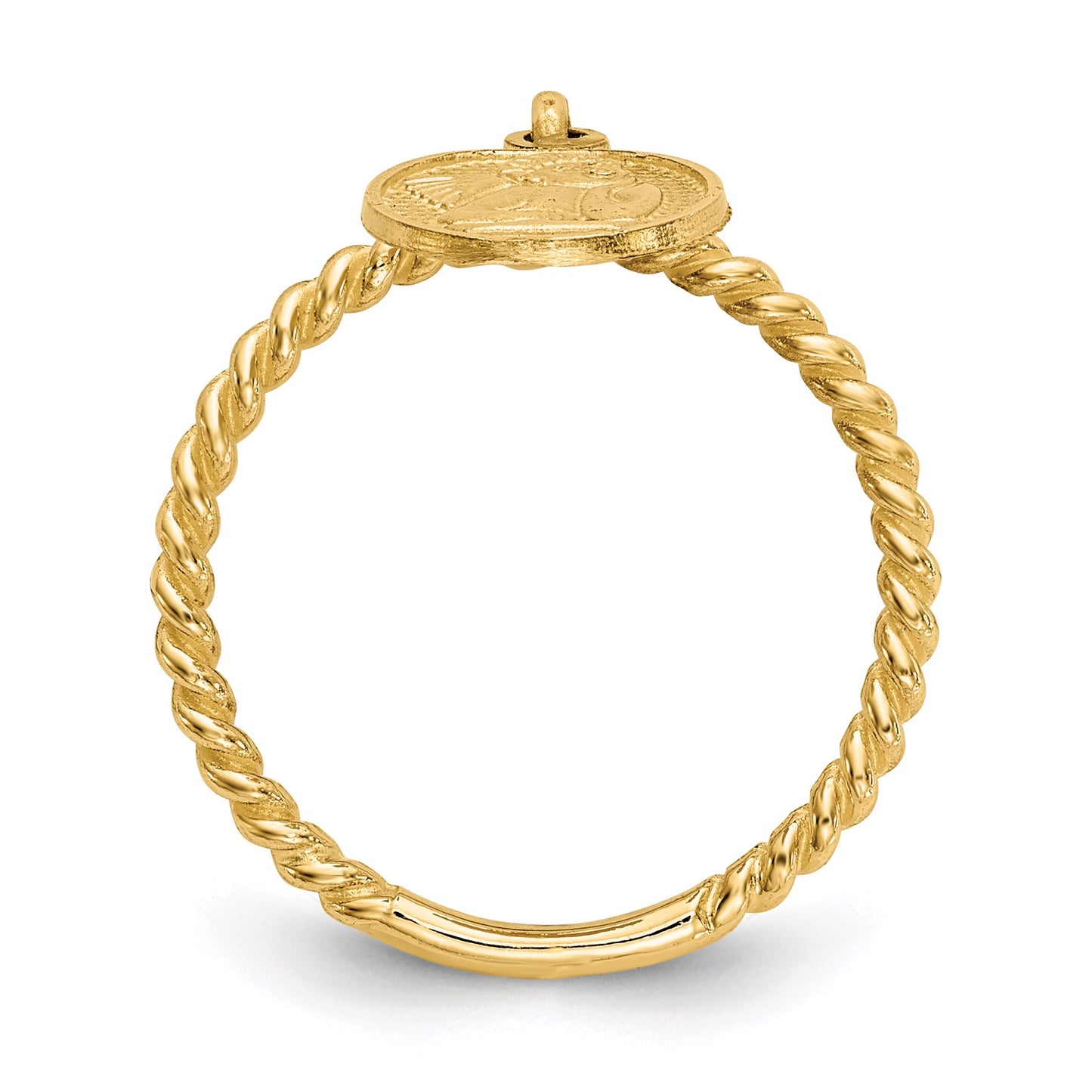 14k Polished Angel Dangle Twisted Band Size 4.75 Baby / Childs Ring