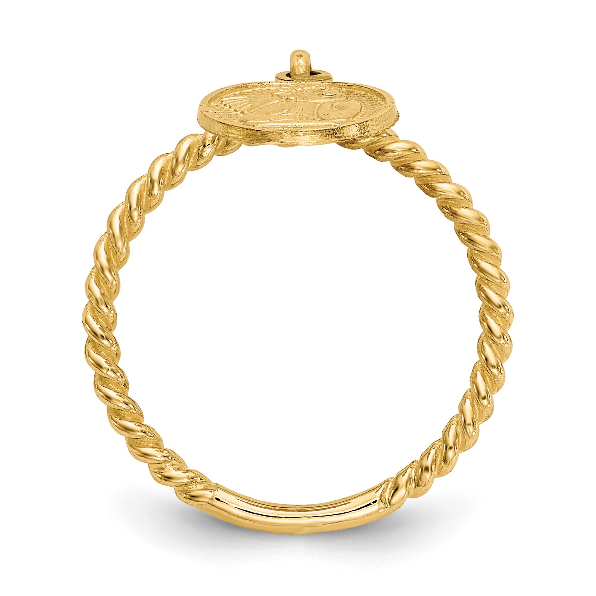 14k Polished Angel Dangle Twisted Band Size 4.75 Baby / Childs Ring