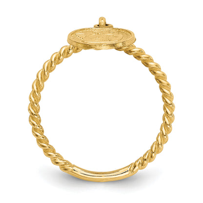 14k Polished Angel Dangle Twisted Band Size 4.75 Baby / Childs Ring
